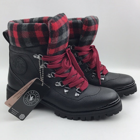Santana Canada Shoes - Santana Canada Plaid Black Leather Boots Niko NWT